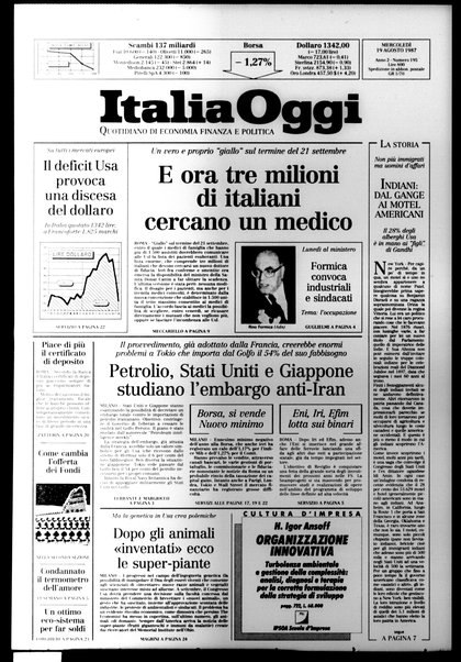 Italia oggi : quotidiano di economia finanza e politica